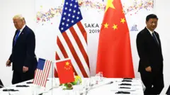 Трамп и Си расходятся после фотографирования на фоне флагов в Осаке