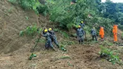 पहिरोमा सडकको अवरोध हटाउँदै सशस्त्र प्रहरी (फाइल तस्बिर)