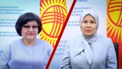 13-округдан парламентке аттанган талапкерлер: Жылдызкан Жолдошева жана Нуржан Төрөбекова (оңдо).