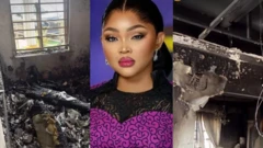 Aworan Mercy Aigbe ati ile rẹ ti ina jo