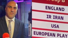 Un collage que muestra a Pooria Jafereh al lado del grupo B