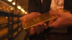 Bar of gold in the Bank of England vaults