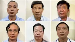 6 cán bộ Bình Dương bị khởi tố, (từ trái qua) hàng trên: Phạm Văn Cành, Trần Thanh Liêm, Nguyễn Thanh Trúc; hàng dưới: Võ Văn Lượng, Trần Xuân Lâm, Ngô Dũng Phương - Ảnh: Bộ Công an