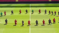 Liverpool players at Anfield