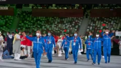 উদ্বোধনী অনুষ্ঠানে বাংলাদেশী অ্যাথলেট টিম।