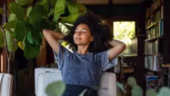 Woman relaxed, enjoying her surroundings