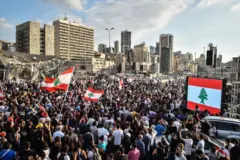 مظاهرة قرب مرفأ بيروت، 11 أغسطس/آب 2020