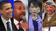 ከግራ ወደ ቀኝ፤ ባራክ ኦባማ፣ ዐብይ አሕመድ፣ አን ሳን ሱ ኪ፣ ያሲር አረፋት