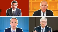 Sundar Pichai, Jeff Bezos, Mark Zuckerberg and Tim Cook