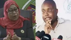 John Mnyika (i buryo) na Perezida Suluhu (i bubamfu)