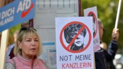 AfD-Anhänger protestieren gegen Merkel