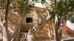 A view of the outside of the monastery, which stands in Wadi El Natrun, in the Egyptian desert