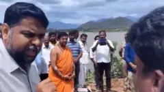 భూమి పూజ కార్యక్రమంలో అధికారులను ప్రశ్నిస్తున్న ఎంపీ సెంథిల్ కుమార్