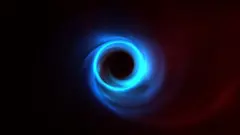 A simulation showing plasma swirling around a supermassive black hole