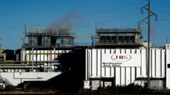 Мясокомбинат компании JBS в Миннесоте (октябрь 2020 года)