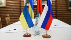 Флаги Украины и России