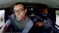 Screenshot showing Leo Prinsloo driving van during attack