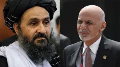 محمد اشرف غني (ښۍ خوا) او د طالبانو مرستیال ملا عبد الغني برادر
