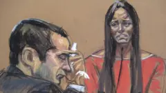 Boceto judicial de Gilberto Valle durante su juicio, hechas por Jane Rosenburg mientras su esposa, Kathleen Mangan-Valle, testificaba contra él en Nueva York el 25 de febrero de 2013.