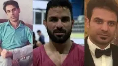 برادران افکاری از راست حبیب (محکوم به ۲۷ سال زندان) ، نوید (دو بار اعدام) و وحید افکاری (محکوم به ۵۴ سال زندان)؛ هر سه آنها به ۷۴ ضربه شلاق هم محکوم شده‌اند