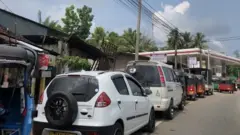 Queues at fuel stations in Sri Lanka