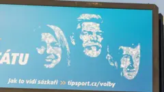 Билборд с тремя кандидатами в президенты Чехии