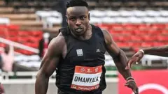 Kenya's Ferdinand Omurwa Omanyala breaking the African 100m record