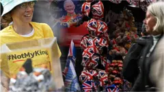 Женщины на фоне панамок с британским флагом