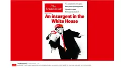 Das Cover zeigt Donald Trump, wie er einen Molotowcocktail unter seine Worte wirft "Ein Rebell im Weißen Haus"