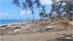 An image from the capital, Nuku’alofa, shows damage following Saturday's tsunami