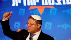 File photo showing Otzma Yehudit (Jewish Power) party leader Itamar Ben-Gvir speaking at his party's election night headquarters in Jerusalem (2 November 2022)