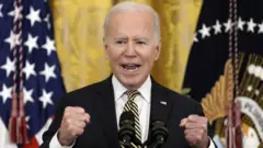 US President Joe Biden deliver remarks at an event celebrating the reauthorization of the Violence Against Women Act (VAWA) at the White House in Washington, DC, USA, 15 March 2022