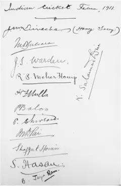 మొదటి భారత క్రికెట్ జట్టు సభ్యుల ఆటోగ్రాఫ్లు