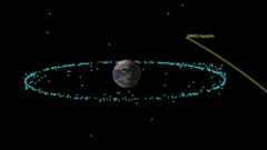 A Nasa graphic showing the asteroid's flight past Earth