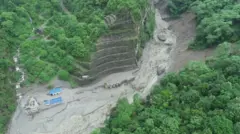 ड्रोनबाट लिइएको मेलम्ची आयोजना अन्तर्गतको हेडवर्क्स भएको स्थानको तस्बिर