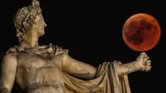 A "blood Moon" seen in Athens in July 2018