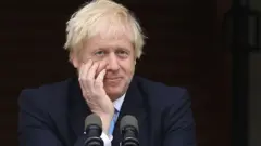 Britain's Prime Minister Boris Johnson during a press conference in Dublin with Irish Prime Minister Leo Varadkar