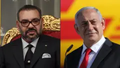 ملك المغرب محمد السادس (إلى اليسار) ورئيس وزراء إسرائيل بنيامين نتنياهو