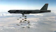 B-52 dropping bombs