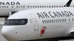Air Canada planes are pictured in Toronto in March 2019