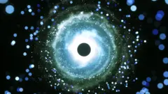 Dibujo de luz alrededor de un agujero negro.