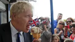 Boris Johnson eats an ice cream