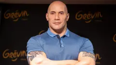 The Dwayne Johnson wax figure at Musee Grevin in France.
