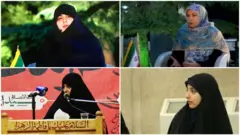 از راست به چپ بالا سپیده شبستری همسر عبدالناصر همتی، ریحانه سادات رئیسی دختر ابراهیم رئیسی؛ پایین زینب زاکانی دختر علیرضا زاکانی و جمیله علم‌الهدی، همسر ابراهیم رئیسی