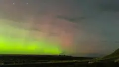 Aurora borealis at Holy Island, Northumberland