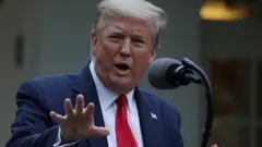 President Donald Trump speaks during the daily briefing of the White House Coronavirus Task Force in the Rose Garden at the White House April 14, 2020