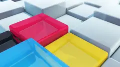 Ilustración de trozos de cubos y cubos enteros