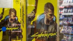 La publicidad de CyberPunk en un almacén de videojuegos
