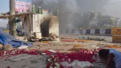 At least two mosques have been vandalised in the clashes
