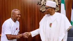 President Muhammadu Buhari recieve Governor-Elect of Bayelsa State, David Lyon for State House on Monday.